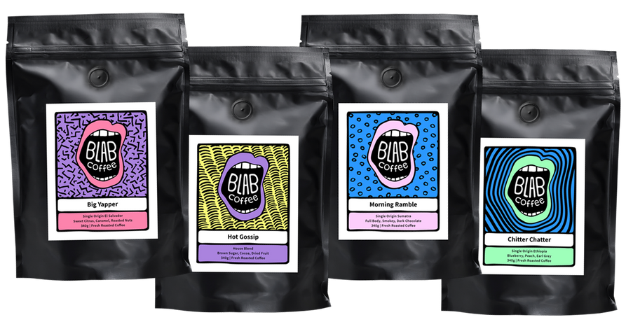 Blab Coffee Sample Pack four 6oz bags of coffee